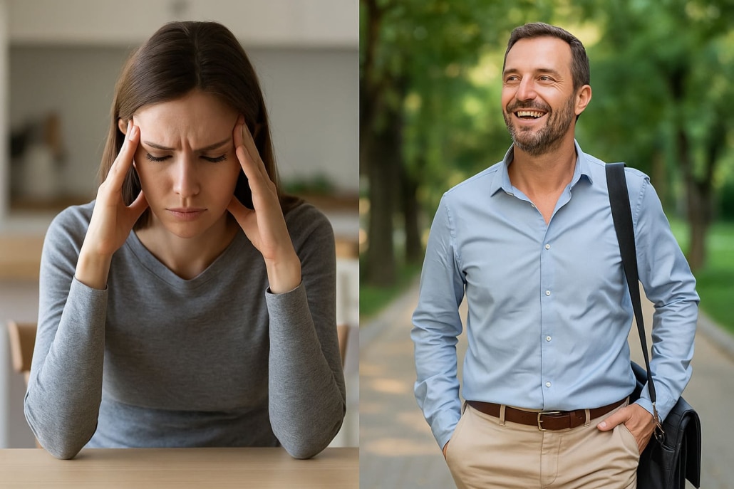 Due persone in momenti di vita quotidiana che mostrano come i disturbi d’ansia possano condizionare relazioni, lavoro e libertà personale.