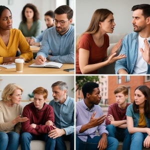 Problemi relazionali: esempi di conflitti in famiglia, coppia, lavoro e amicizia Problemi relazionali. Persone reali che affrontano conflitti relazionali in ufficio, nella coppia, in famiglia e tra amici
