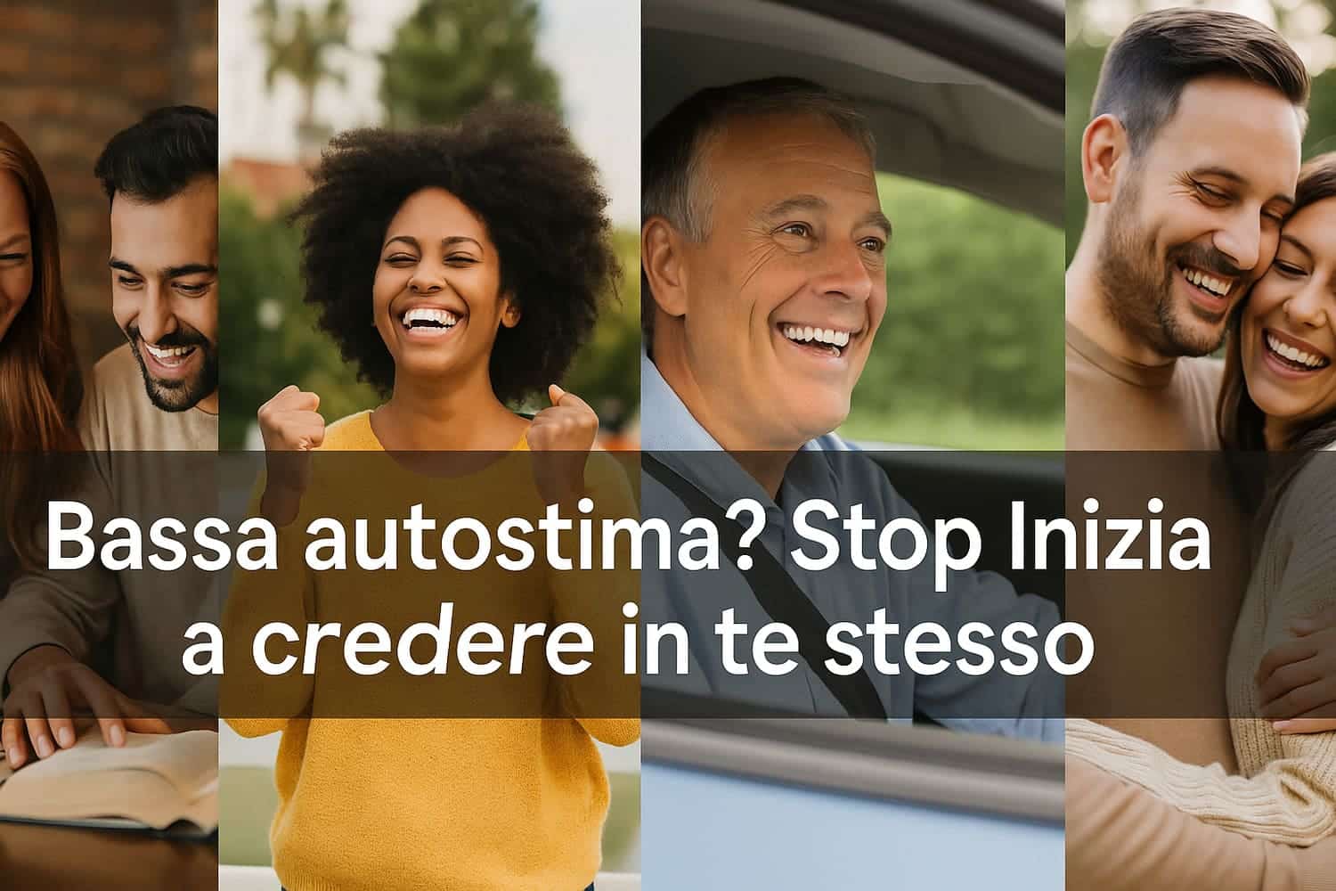 Bassa Autostima – Ritrovare fiducia e serenità | Psicologa Fidenza Bassa Autostima. Persone sorridenti e serene di diverse età che rappresentano il superamento della bassa autostima e la ritrovata fiducia in sé stessi