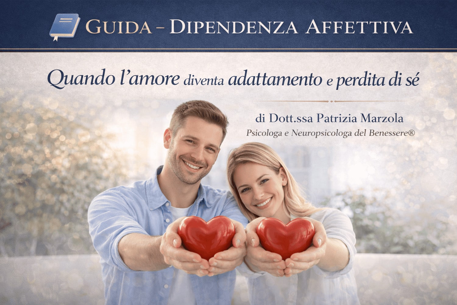 Guida dipendenza affettiva – quando l’amore diventa adattamento e perdita di sé Guida sulla dipendenza affettiva: quando l’amore diventa adattamento e perdita di sé – uomo e donna che tengono un cuore
