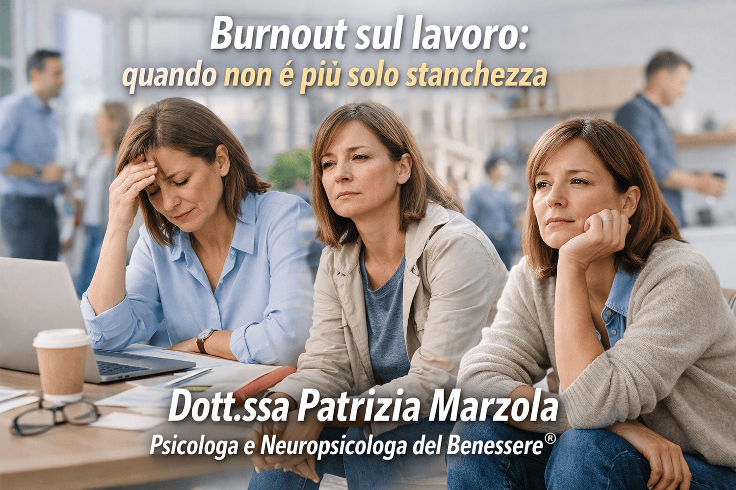 Persona adulta che vive burnout sul lavoro, stanchezza emotiva e logoramento psicologico nelle relazioni professionali
