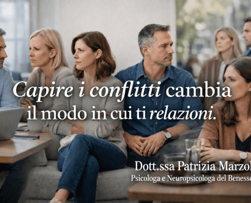 Persone in diversi contesti relazionali che vivono conflitti relazionali nella vita quotidiana, sul lavoro e nelle relazioni personali