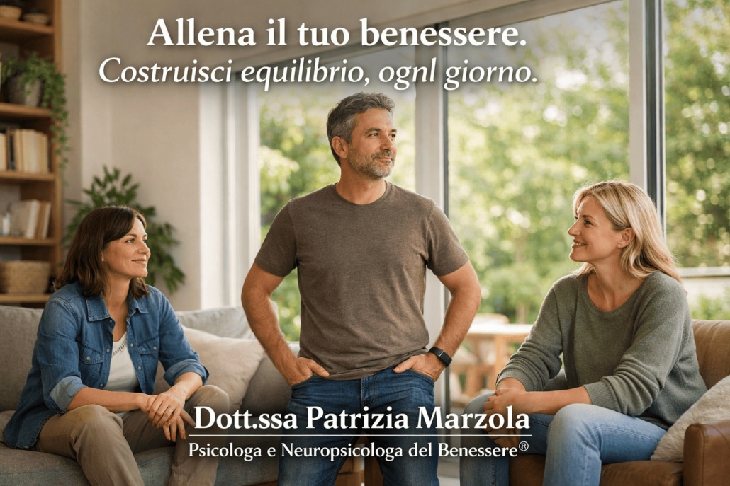 Benessere e psicologia positiva: persona adulta che allena equilibrio e resilienza nella vita quotidiana