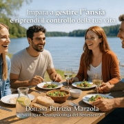 Gestire l’ansia nella vita quotidiana: persone serene che condividono un momento di benessere e relazioni positive