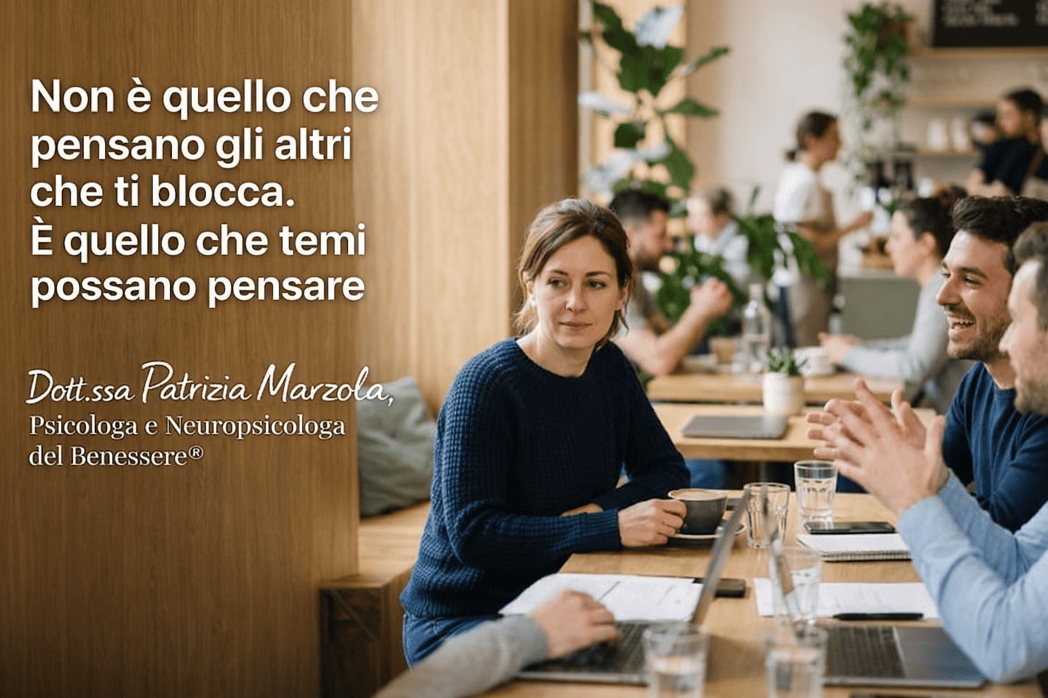 Paura del giudizio: difficoltà nelle relazioni e percezione degli altri Paura del giudizio nelle relazioni: persona in gruppo che si sente osservata e in difficoltà nel contesto sociale