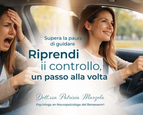 Paura di guidare e superamento dell’ansia: persona passa da panico alla guida a guida sicura e serena