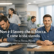 Difficoltà lavorative: persona in ufficio che passa da stress e confusione a maggiore chiarezza e sicurezza nelle relazioni professionali