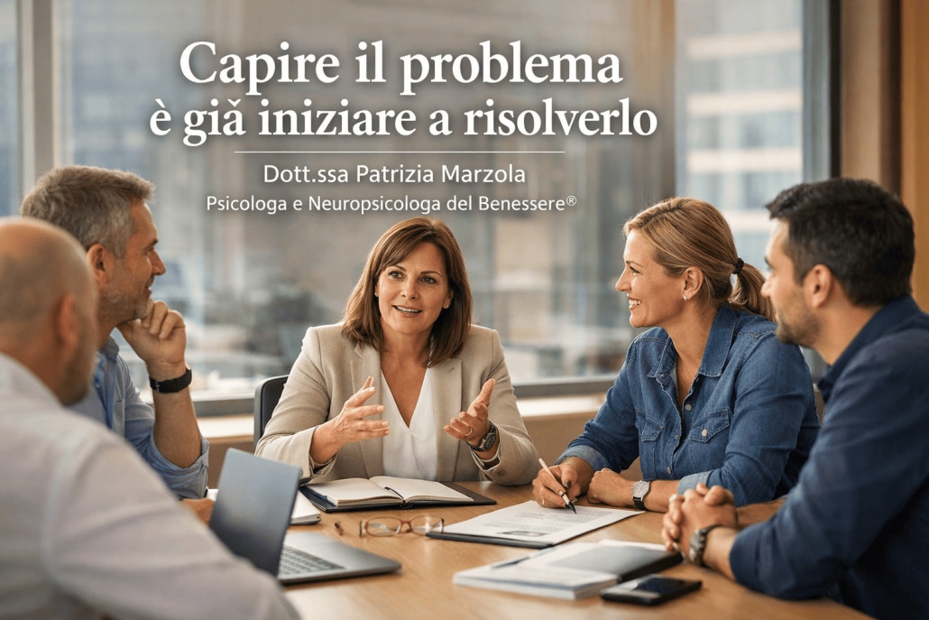 Valutazione stress lavoro aziende: migliorare comunicazione e clima interno con un team in riunione