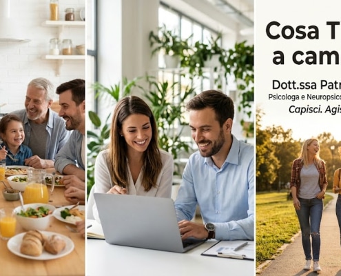 Persone reali che vivono momenti di benessere in famiglia, al lavoro e con amici, scoprendo cosa ti aiuta a cambiare e a stare meglio.