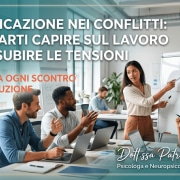Gruppo di colleghi durante una riunione di lavoro mentre comunicano in modo collaborativo. Immagine dedicata alla comunicazione nei conflitti e alla gestione delle tensioni sul lavoro.