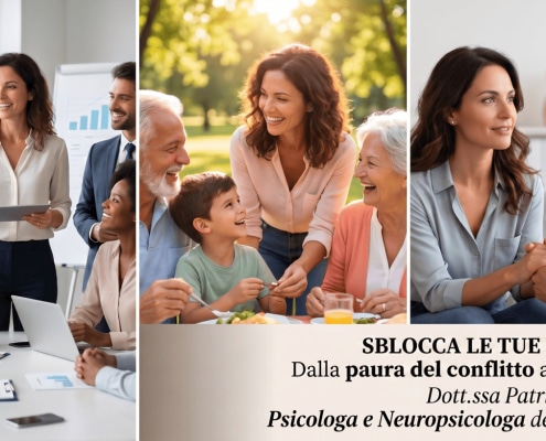 Donna che migliora le proprie relazioni in ambito lavorativo, familiare e di coppia dopo aver superato la paura del conflitto e imparato a comunicare in modo assertivo.