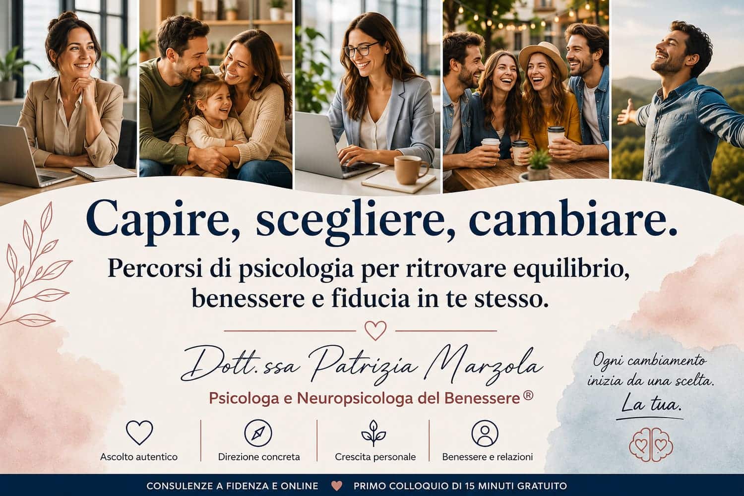 Servizi di psicologia a Fidenza e online | Dott.ssa Patrizia Marzola Uomini e donne in diversi contesti di vita, lavoro, famiglia e amicizia rappresentano i servizi di psicologia della Dott.ssa Patrizia Marzola a Fidenza e online.