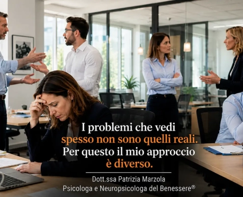 Supporto psicologico ai lavoratori in un'azienda con clima di tensione, conflitti tra colleghi e collaboratori in difficoltà.