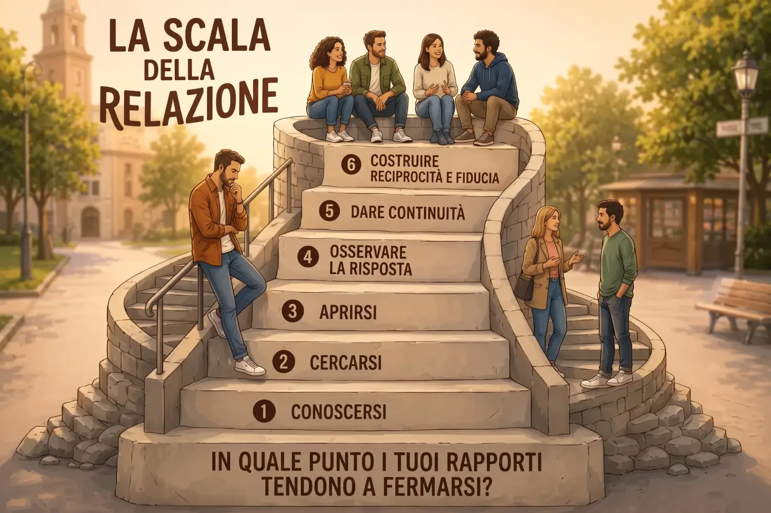 La Scala della Relazione: come si costruiscono le relazioni Scala della Relazione con i passaggi dal conoscersi alla reciprocità e fiducia