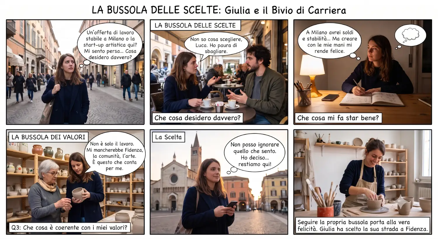 La Bussola delle Scelte e il bisogno di piacere agli altri Infografica che mostra come il bisogno di piacere agli altri possa influenzare le decisioni, portando a scegliere ciò che gli altri approvano invece di ciò che si desidera davvero.