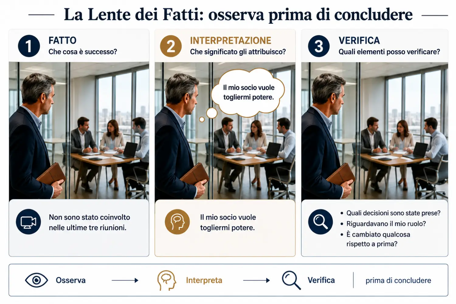 La Lente dei Fatti: come leggere i segnali di slealtà in azienda La Lente dei Fatti per distinguere fatti, interpretazioni e verifiche nei segnali di slealtà in azienda