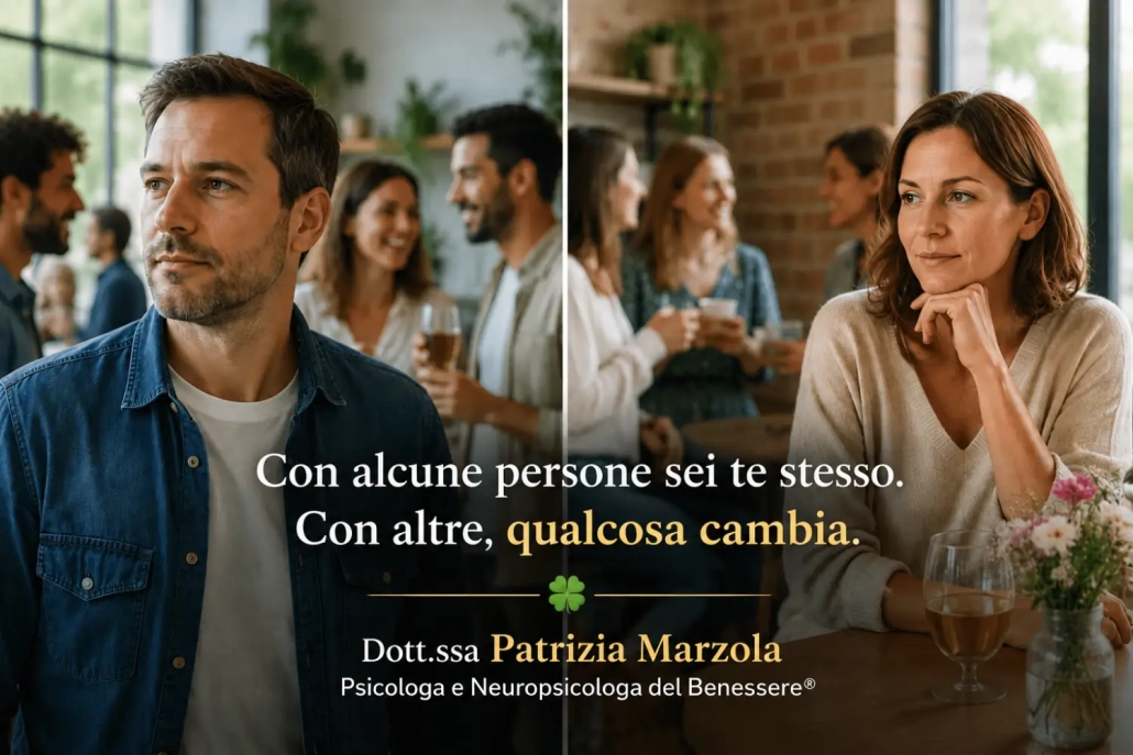 Mi sento fuori posto con le persone: uomo e donna in due situazioni sociali diverse