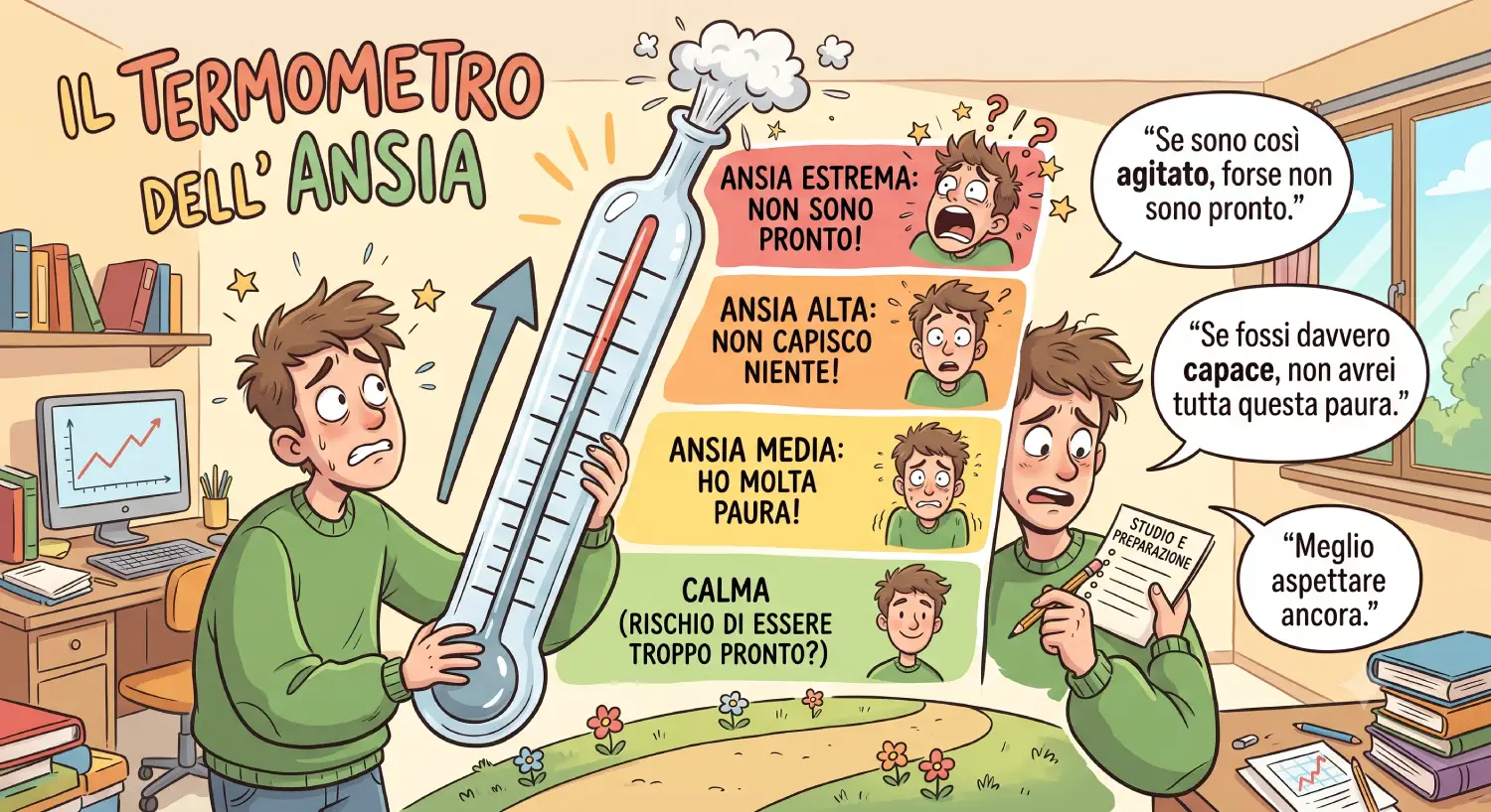 Il Termometro dell’Ansia: sentirsi pronti e ansia Il Termometro dell’Ansia mostra come l’ansia possa essere interpretata come segnale di non essere pronti