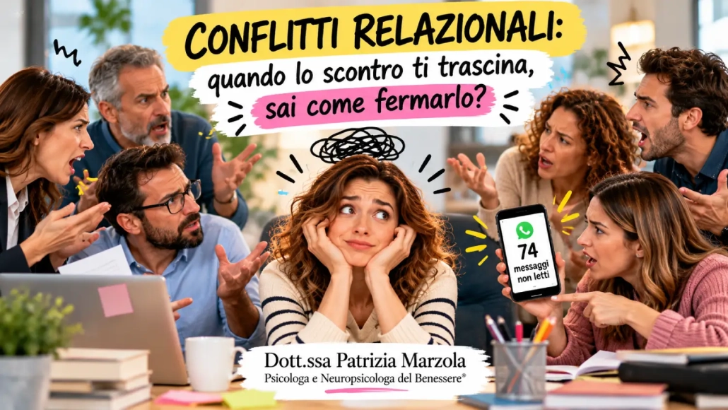 Conflitti relazionali: persona circondata da discussioni e situazioni di tensione